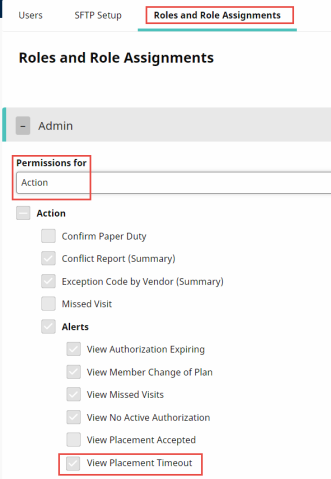 View Placement Timeout Permissions by Role